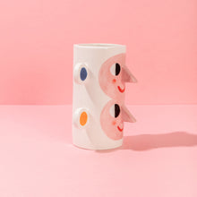 Load image into Gallery viewer, Double Face with Orange & Blue Ears / Ceramic Vase
