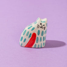 Load image into Gallery viewer, Tealy, the Tiny Cat - Handmade Ceramic Piece