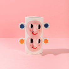 Load image into Gallery viewer, Double Face with Orange &amp; Blue Ears / Ceramic Vase
