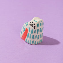 Load image into Gallery viewer, Tealy, the Tiny Cat - Handmade Ceramic Piece
