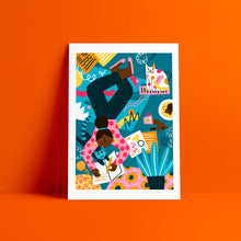 Load image into Gallery viewer, Girl with cats // A4 Digital Print
