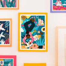 Load image into Gallery viewer, Girl with cats // A4 Digital Print
