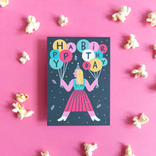Load image into Gallery viewer, Happy Birthday Girl with Balloons // A6 Postcard

